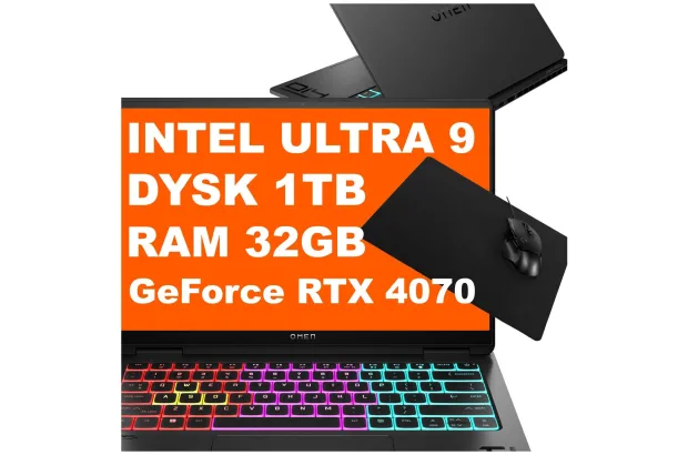 HP OMEN Transcend Laptop 14-fb0090nd / A12LTEA / Ultra 9 / 32GB / 1TB / RTX 4070 / 3k / OLED / W11 / Mysz / Podkładka / Czarny