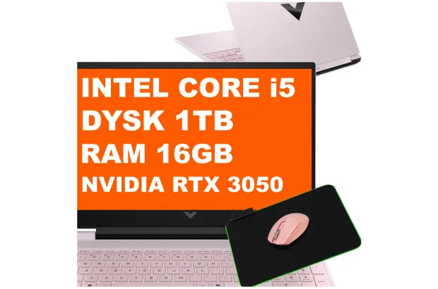 Gamingowy Laptop Victus HP 15-fa2043nw / C1LW6EA / Intel Core i5 / 16GB / 1TB / RTX 3050 / FHD / 144Hz / Mysz / Podkładka / W11