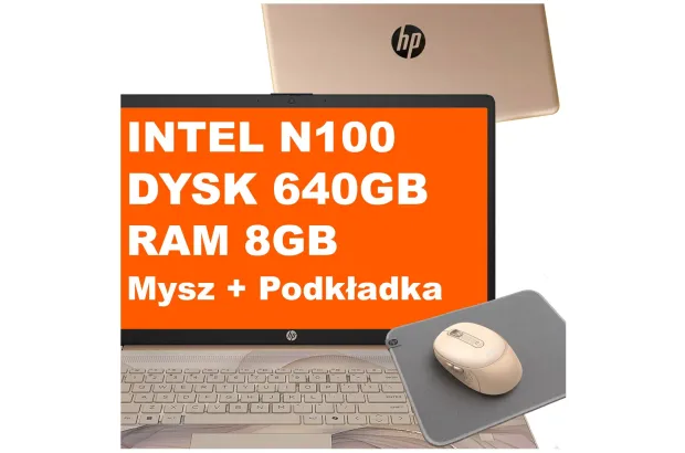 Laptop HP 17-cn3164ds / BS6W5UA / Intel N100 / 8GB / 640GB / Intel UHD / HD+ / Mysz / Podkładka / Win 11 / Chai Latte