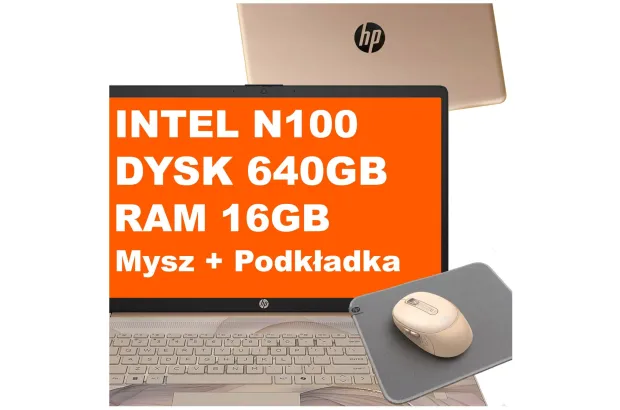 Laptop HP 17-cn3164ds / BS6W5UA / Intel N100 / 16GB / 640GB / Intel UHD / HD+ / Mysz / Podkładka / Win 11 / Chai Latte