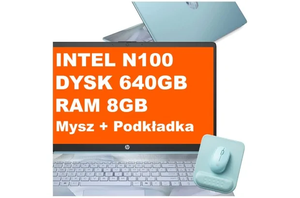 Laptop HP 17-cn3165ds / BS6W6UA / Intel N100 / 8GB / 640GB / Intel UHD / HD+ / Mysz / Podkładka / Win 11 / Niebieski