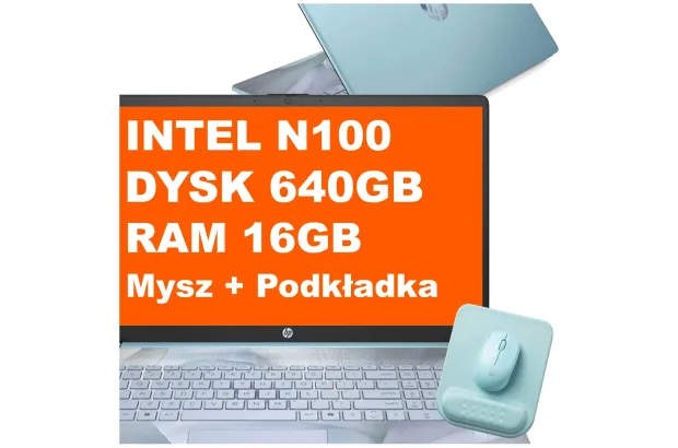 Laptop HP 17-cn3165ds / BS6W6UA / Intel N100 / 16GB / 640GB / Intel UHD / HD+ / Mysz / Podkładka / Win 11 / Niebieski