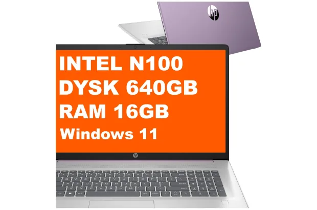 Laptop HP 17-cn3163ds / BS6Y5UA / Intel N100 / 16GB / 640GB / Intel UHD / HD+ / Win 11 / Fioletowy