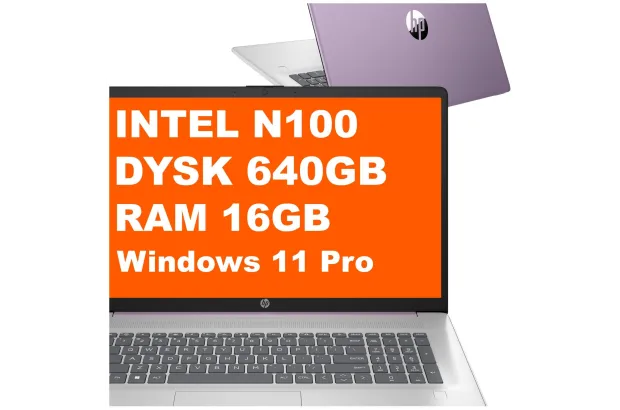 Laptop HP 17-cn3163ds / BS6Y5UA / Intel N100 / 16GB / 640GB / Intel UHD / HD+ / Win 11 Pro / Fioletowy