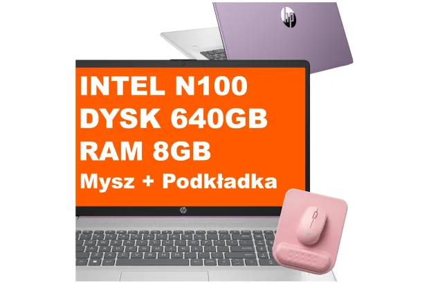 Laptop HP 17-cn3163ds / BS6Y5UA / Intel N100 / 8GB / 640GB / Intel UHD / HD+ / Win 11 / Mysz / Podkładka / Fioletowy