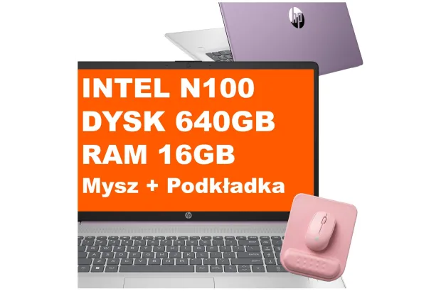 Laptop HP 17-cn3163ds / BS6Y5UA / Intel N100 / 16GB / 640GB / Intel UHD / HD+ / Win 11 / Mysz / Podkładka / Fioletowy