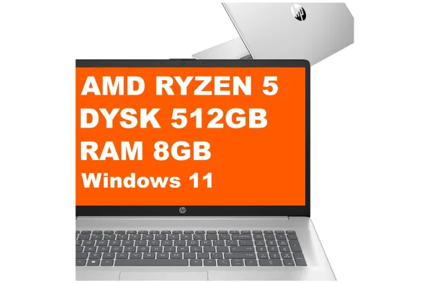 Laptop HP 17-cp2025dx / B4GX7UA / Ryzen 5 / 8GB / 512GB / AMD Radeon / FullHD / Win 11 / Srebrny