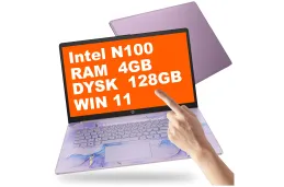 Laptop edukacyjny HP 17-cn3143ds / BK1C2UA / Intel N100 / 4GB / UFS 128GB / Intel UHD / HD+ / Dotyk / Win 11 / Fiolet