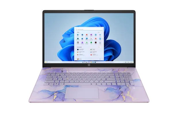 Laptop edukacyjny HP 17-cn3143ds / BK1C2UA / Intel N100 / 4GB / UFS 128GB / Intel UHD / HD+ / Dotyk / Win 11 / Fiolet