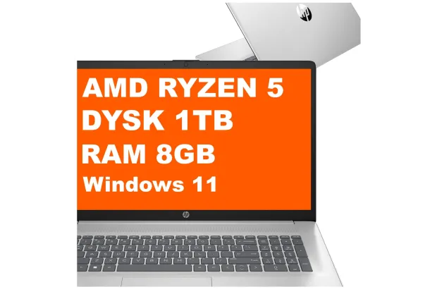 Laptop HP 17-cp2025dx / B4GX7UA / Ryzen 5 / 8GB / 1TB / AMD Radeon / FullHD / Win 11 / Srebrny