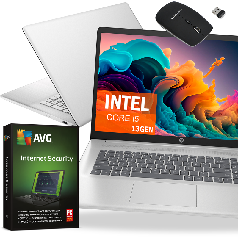 Laptop HP 17-CN3053 / 7F8G5UA / Intel i5-13 / 12GB / SSD 512GB / Intel Xe / FullHD / Win 11 / Srebrny
