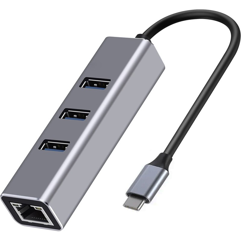 Kabel/adapter z USB-C 3.1 do Ethernet RJ45 + 3x USB 3.0